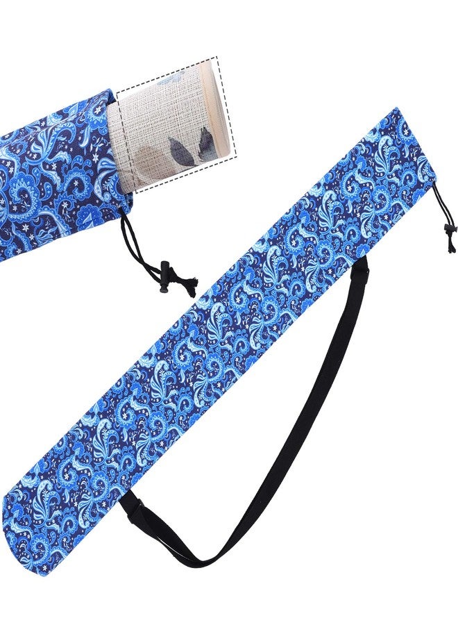 Shinylin 35 inch Mahjong Mat Carrying Bag with Strap Printed Drawstring Mahjong Holder Bag Outdoor Travel Canvas Storage for Board Games Yoga Mats Maps Tripod Photography Accessories (Paisley Blue) - Image 1